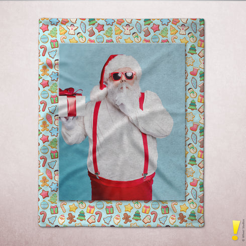 Personalized Photo Holiday Border Velveteen Plush Blanket